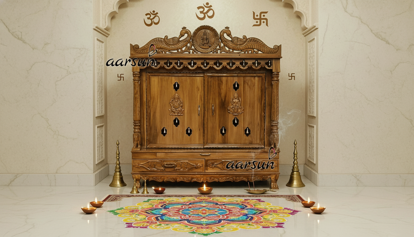 Luxury Designer Wooden Temple with LED Setup